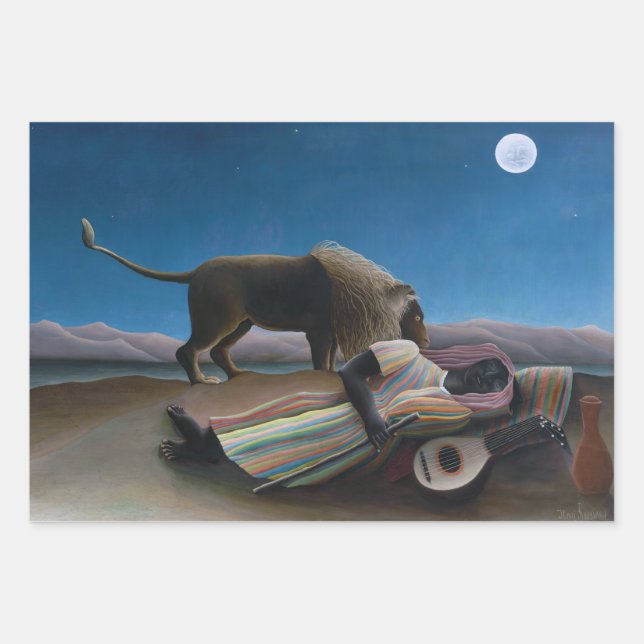 Feuille De Papier Cadeau Henri Rousseau - Les Tziganes qui dorment (Devant)