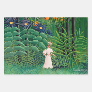 Feuille De Papier Cadeau Henri Rousseau - Une femme marche dans une forêt e