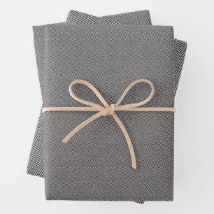 Feuille De Papier Cadeau Herringbone tweeté classique noir blanc Noël