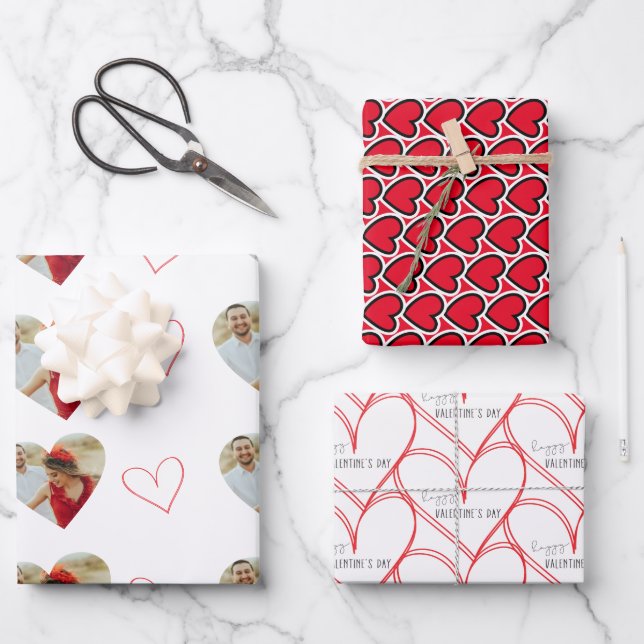 Feuille De Papier Cadeau Heureuse Sainte-Valentin Heart Photo Simple (Recto)