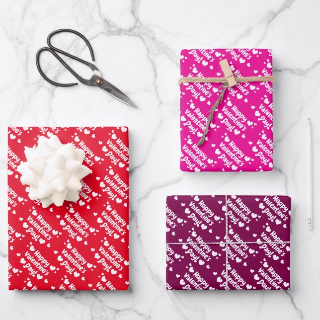 Feuille De Papier Cadeau Heureuse Sainte-Valentin personnalisé (Recto)