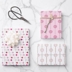 Feuille De Papier Cadeau Heureuse Sainte-Valentin Pink Red Cake Pops Valent