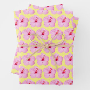 Feuille De Papier Cadeau Hibiscus rose Fleur tropicale