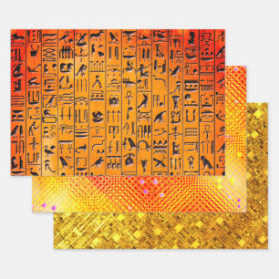 Feuille De Papier Cadeau Hiéroglyphes, frénésie et échantillonnage d'arco