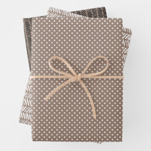 Feuille De Papier Cadeau Hip Taupe Brown Beige Blanc Abstrait Zigzag Art