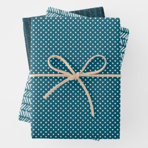 Feuille De Papier Cadeau Hip Turquoise bleu vert blanc Abstrait Zigzag band