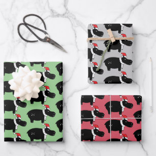 Feuille De Papier Cadeau Hippopotames de Noël
