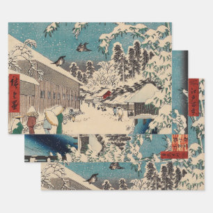 Feuille De Papier Cadeau Hiroshige hiver paysage Japon pays