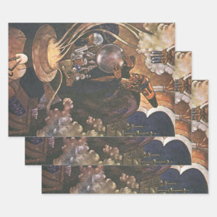 Feuille De Papier Cadeau Histoire de fée vintage, Aladdin et la lampe magiq