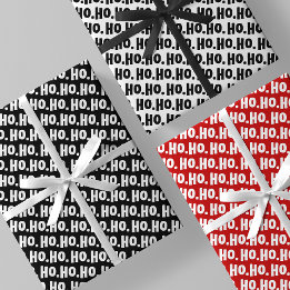 Feuille De Papier Cadeau Ho. Ho. Ho. Black, White & Red Chic & Stylish