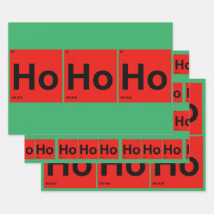 Feuille De Papier Cadeau Ho Ho Ho Tableau périodique des éléments Noël