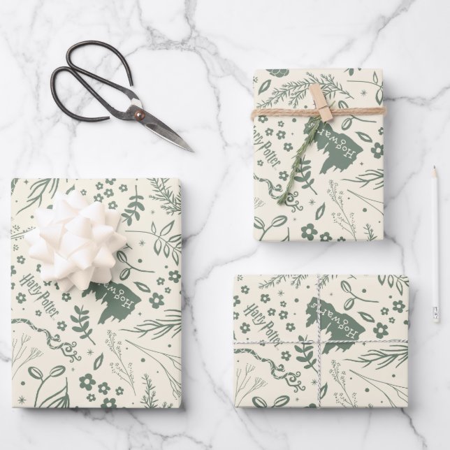Feuille De Papier Cadeau HOGWARTS™ Herbologie Motif magique (Recto)