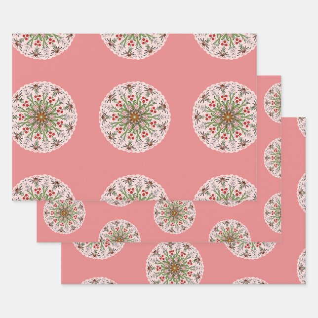 Feuille De Papier Cadeau Holiday holly (Lot)