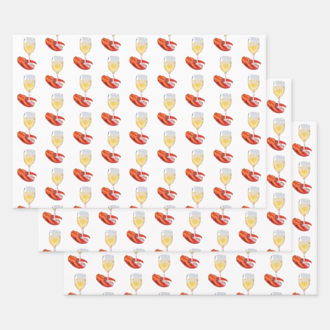 Feuille De Papier Cadeau Homard et vin (Lot)