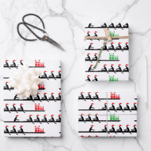 Feuille De Papier Cadeau Hommes Santa Chapeau Équipe de rameurs Équipage Éq