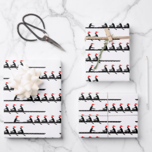 Feuille De Papier Cadeau Hommes Santa Hat Rowing Rowers Équipe #4