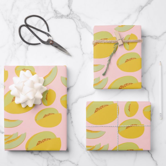 Feuille De Papier Cadeau Honeydew Melons Motif de fruits (Recto)