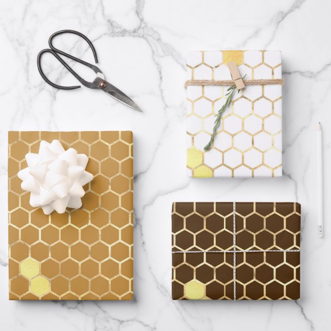 Feuille De Papier Cadeau Honeypeb élégant (Recto)
