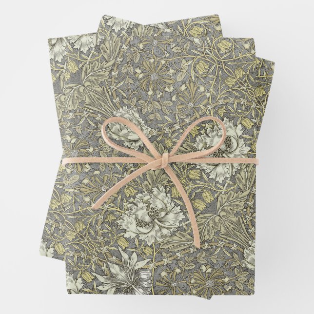 Feuille De Papier Cadeau Honeysucké Delight William Morris Larkspur (En situation)