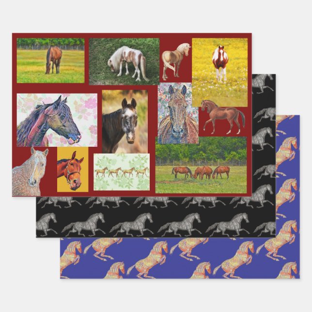 Feuille De Papier Cadeau Horse Art Horse Lover Wrapping Craft Paper (Lot)