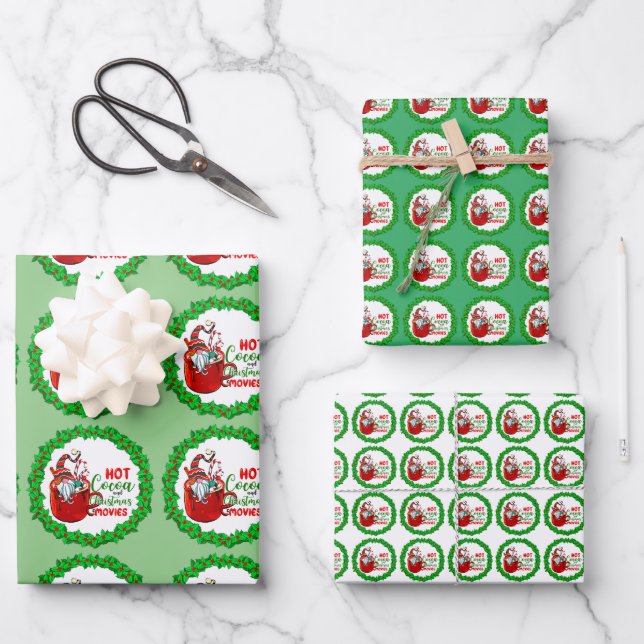 Feuille De Papier Cadeau Hot Cocaca Christmas Movies Gnome Ensemble de enve (Recto)