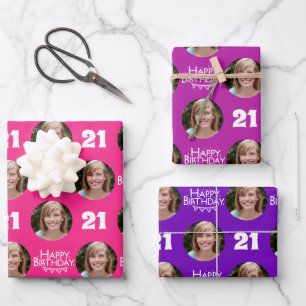 Feuille De Papier Cadeau Hot Rose Purple Circle photo Joyeux anniversaire