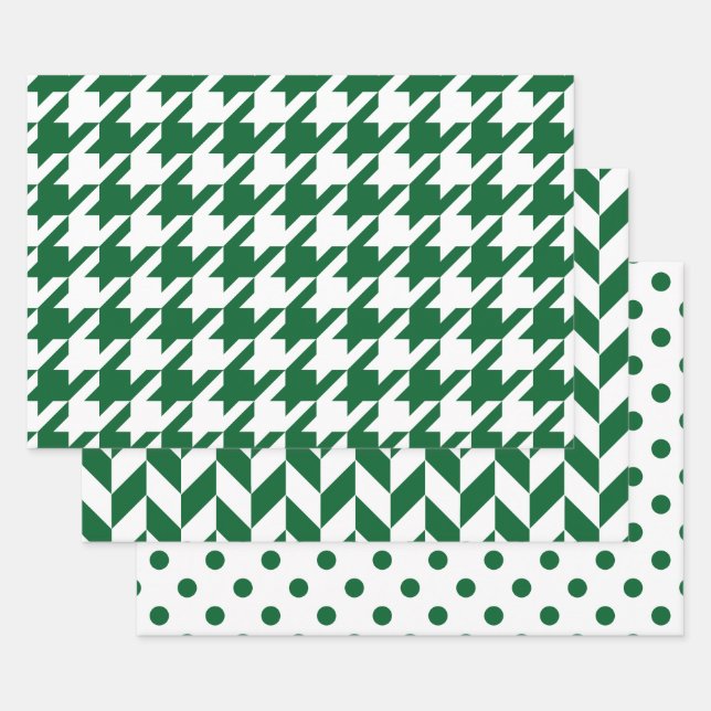 Feuille De Papier Cadeau Houndstooth, Herringbone, Dot do-it-yourself Coule (Lot)