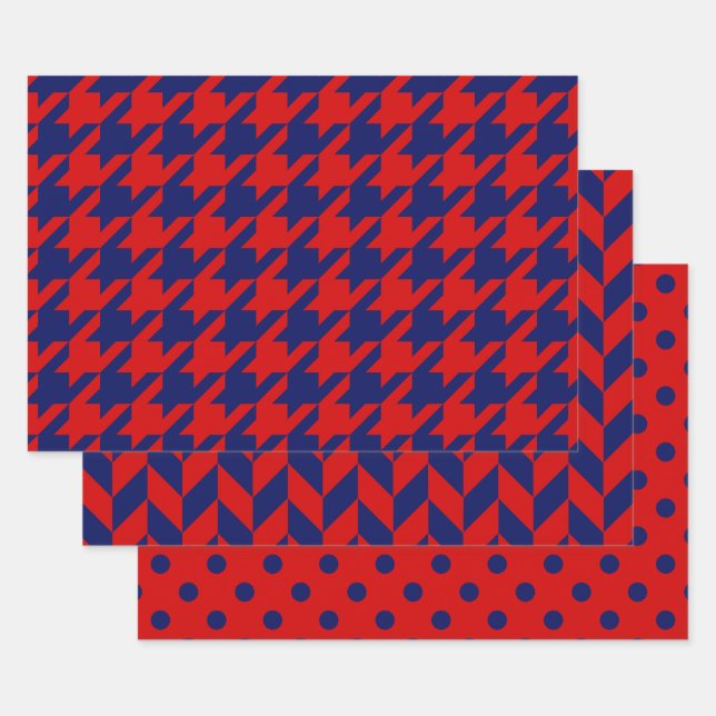 Feuille De Papier Cadeau Houndstooth, Herringbone, Point do-it-yourself Cou (Lot)