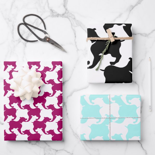 Feuille De Papier Cadeau Houndstooth Style Tesselation Chien Choisir la cou (Recto)