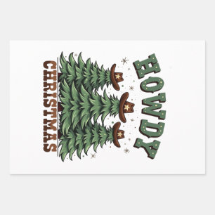 Feuille De Papier Cadeau Howdy Christmas Cactus Western Xmas
