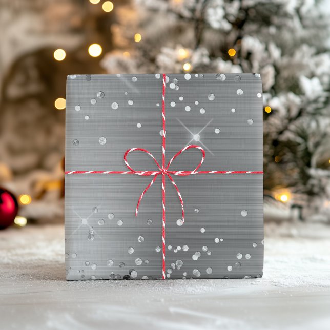 Feuille De Papier Cadeau Huile d'ombre argenté (Glittery Silver Ombre Foil Wrapping Paper Sheets)