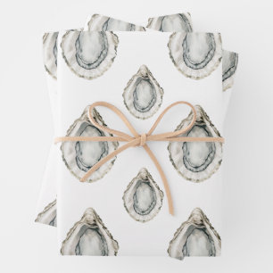 Feuille De Papier Cadeau Huîtres côtières aquarelles