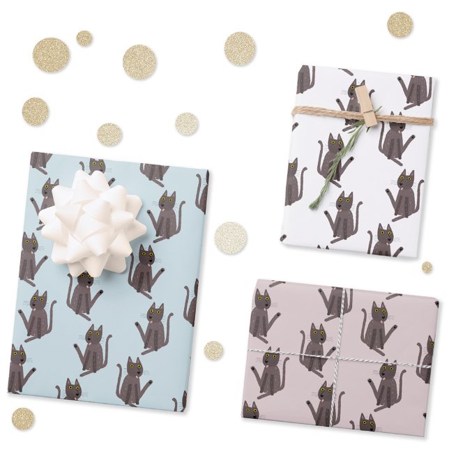 Feuille De Papier Cadeau Humour drôle de chat (Fun cat humor pattern gift wrap paper sheets)