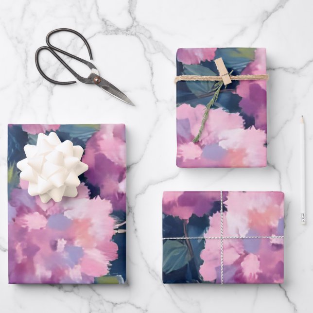 Feuille De Papier Cadeau Hydrangée rose pâle (Recto)