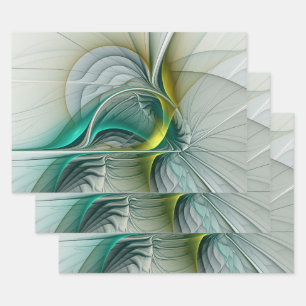Feuille De Papier Cadeau Hypnotique Abstrait Golden Turquoise Turquoise Fra