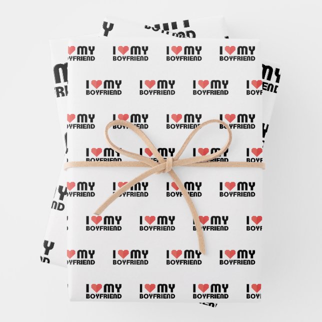 Feuille De Papier Cadeau I Love My Boyfriend (En situation)