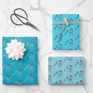 Feuille De Papier Cadeau I Love You - Langue des Signes - Sensibilisation d