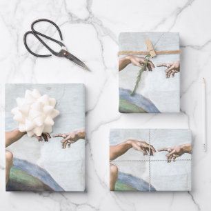 Feuille De Papier Cadeau Iconic Michelangelo Création de l'affiche Adam