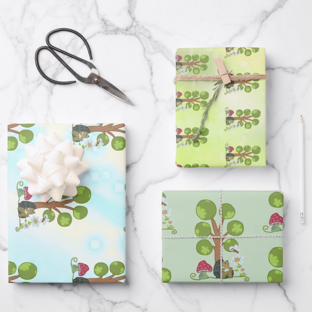 Feuille De Papier Cadeau Igel sous l'arbre (Recto)