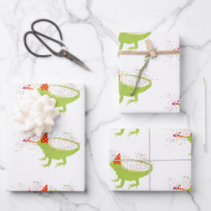 Feuille De Papier Cadeau Iguana Lizard Fête Animaux ayant une fête