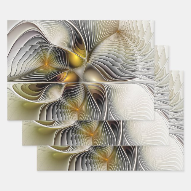 Feuille De Papier Cadeau Illusion Optique Abstrait 3D Fractal Avec Profonde (Lot)