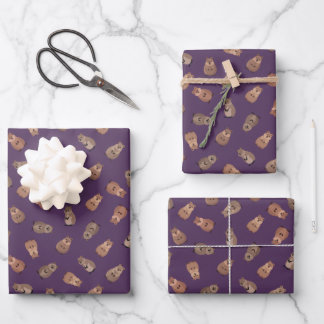 Feuille De Papier Cadeau Illustrated Quokkas on Dark Purple