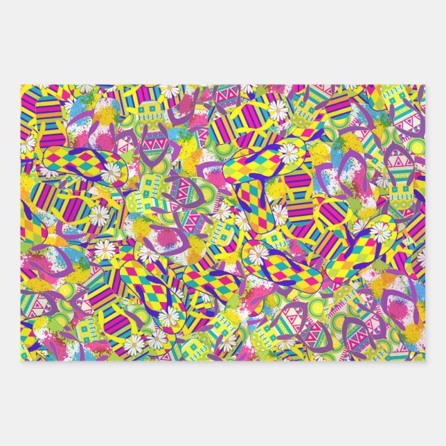 Feuille De Papier Cadeau Illustration aquarelle, Motif de retournement (Devant)
