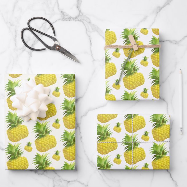 Feuille De Papier Cadeau Illustration d'ananas (Recto)