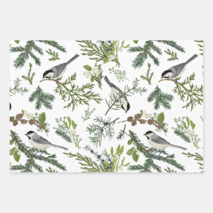 Feuille De Papier Cadeau Illustration de la forêt naturelle de Noël