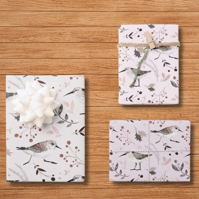 Feuille De Papier Cadeau Illustration de l'aquarelle dessinée à la main d'o (Bird Botanical Hand Drawn Watercolor Nature Art Wrapping Paper Sheets)