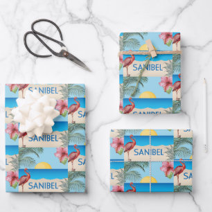 Feuille De Papier Cadeau Illustration de l'île de Sanibel en Floride