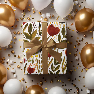 Feuille De Papier Cadeau Illustration florale botanique d'orange brûlé