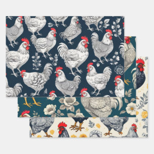 Feuille De Papier Cadeau Illustration vintage du poulet