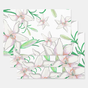 Feuille De Papier Cadeau Illustration White Lily